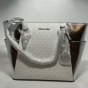 Michael Kors Charlotte Tote Silver New With Tags